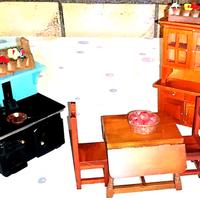 Cucina sala da pranzo casa delle bambole in legno 