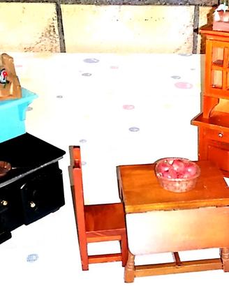 Cucina sala da pranzo casa delle bambole in legno 