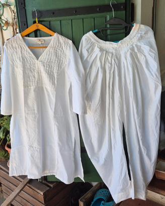 Completo yoga donna bianco anokhi 100% Cotone orga