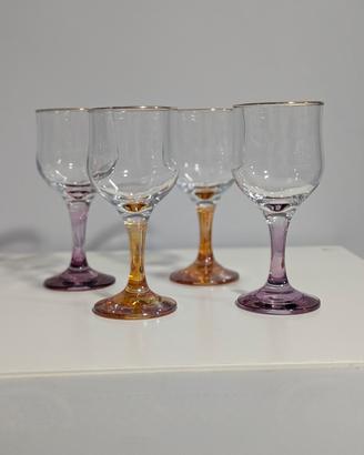 Set di 4 calici vintage colorati – cristallo