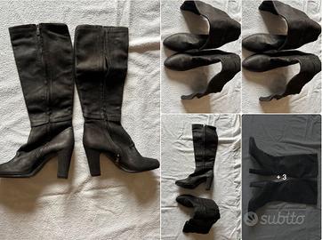 Stivali Donna Alti Taglia 40 Vero Cuoio