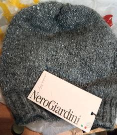 Berretto NeroGiardini Grigio con Paillettes Nuovo