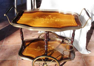 carrello portavivande intarsiato