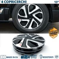 4 Copricerchi per FIAT 13 Pollici Silver e Nere ST