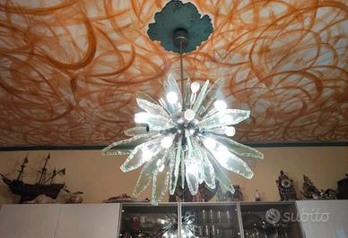 Lampadario Sputnik in stile Fontana Arte italiano