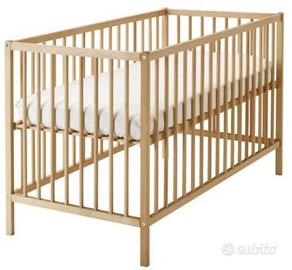 Lettino Ikea faggio 60x120 + materasso + paracolpi