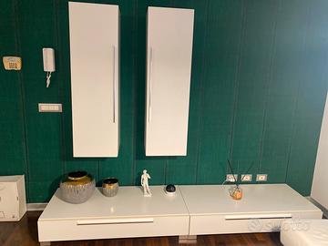 Parete soggiorno moderna bianca - design minimal