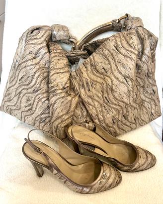 Sergio Rossi borsa e scarpe in anguilla Vintage