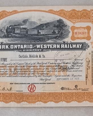 certificato azionario ferrovie  Ontario 1930