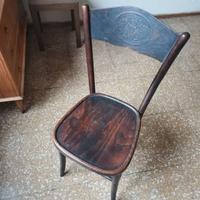 Sedia di modernariato in legno intarsiato