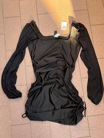 Vestito nero corto maniche a sbuffo taglia L nuovo