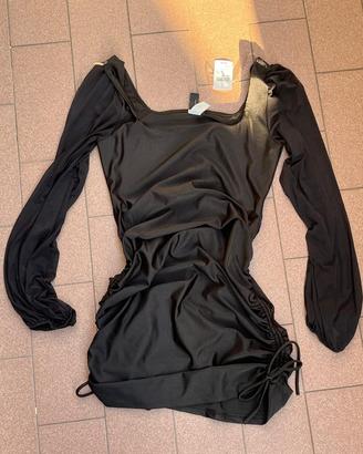 Vestito nero corto maniche a sbuffo taglia L nuovo