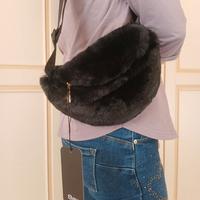 Marsupio nero in peluche Bay – Stile kawaii, nuov