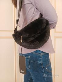 Marsupio nero in peluche Bay – Stile kawaii, nuov