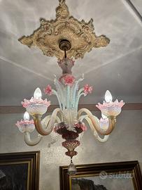 Lampadario vetro Murano 6 luci