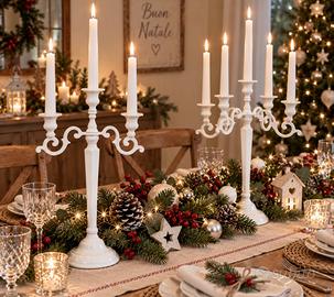 Coppia candelabri bianchi 50 cm