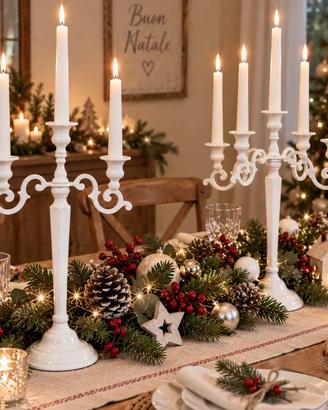 Coppia candelabri bianchi 50 cm