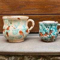 Coppia cannate ceramica maiolica terracotta Patti