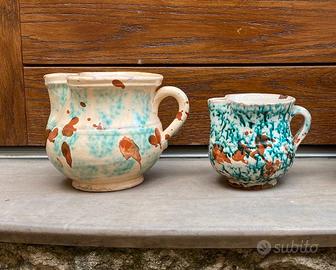 Coppia cannate ceramica maiolica terracotta Patti