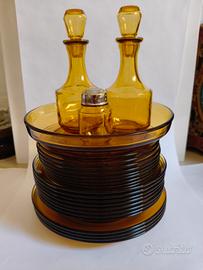 set cucina piatti vintage vetro ambrato