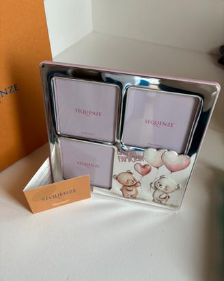 Cornice Portafoto Argento bambina battesimo.