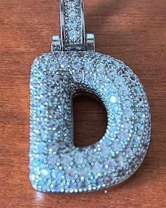 Pendente strass lettera D