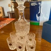 Decanter vintage in cristallo con 6 bicchieri