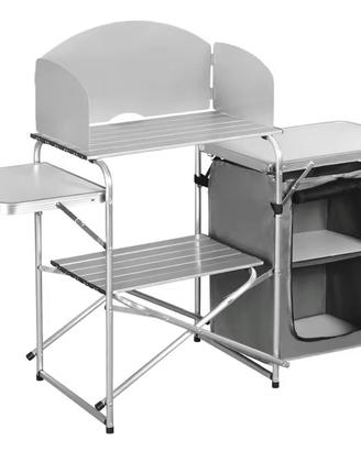 Cucina da campeggio pieghevole con ripiani