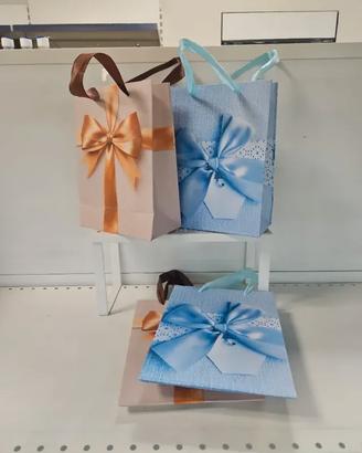 4 shopper di carta 18x23+10 cm fiocchi