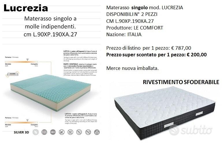 Materasso singolo 80x190 ignifugo - Arredamento e Casalinghi In vendita a  Foggia