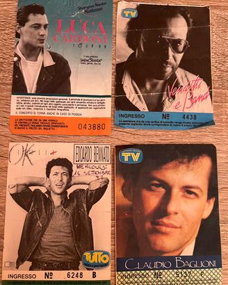 Lorto 4 biglietti cantanti anni 80