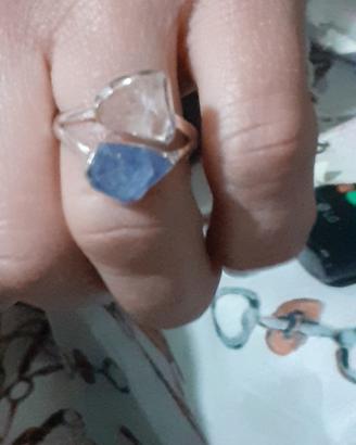 anello tanzanite silver rose quartz