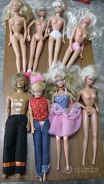 Lotto 7 Bambole Barbie + 1 Big Jim vestite e non