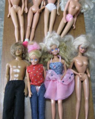 Lotto 7 Bambole Barbie + 1 Big Jim vestite e non