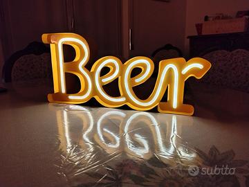 Scritta "Beer" al neon gialla Maison du Monde