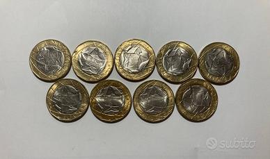 Lotto 9 Monete 1000 Lire con Mappa Errata 1997