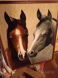 quadro cavalli  in tessuto