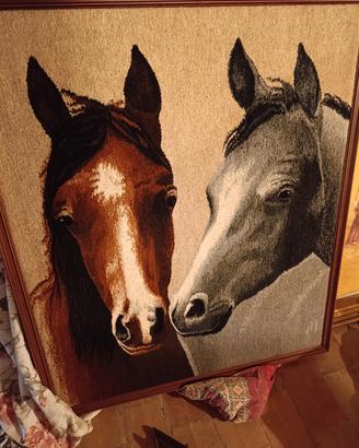quadro cavalli  in tessuto