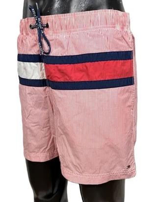 Tommy Hilfiger Costume Uomo L Rosso Righe Swim