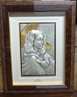 Quadro Madonna  lamina d'argento 925 Acca