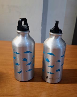 2 borracce 250 ml in latta stampe animali marini