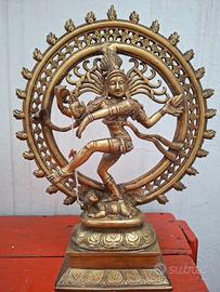 Statua Shiva Nataraja in Ottone Massiccio Nepal