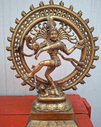 Statua Shiva Nataraja in Ottone Massiccio Nepal