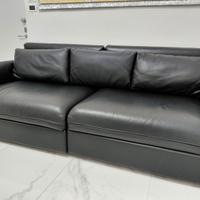 Divano in pelle nero, 3 posti