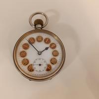 Orologio antico ore bulinate rosse in argentana