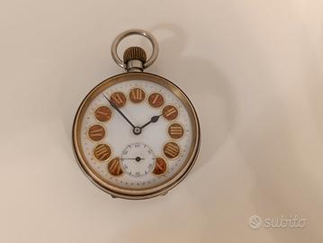 Orologio antico ore bulinate rosse in argentana