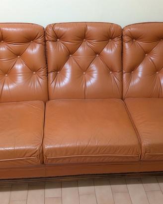 Divano 3 posti VINTAGE anni '70 in VERA PELLE