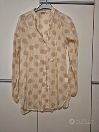 Camicia a pois nocciola