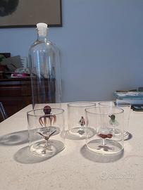 Set bicchieri e caraffa vetro soffiato