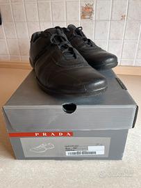 Prada scarpe pelle nera uomo taglia 45 originsli
